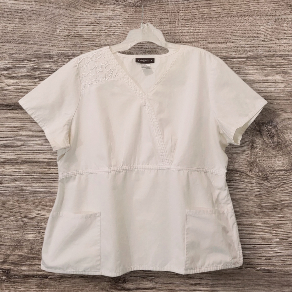 White scrub top by Baby Phat